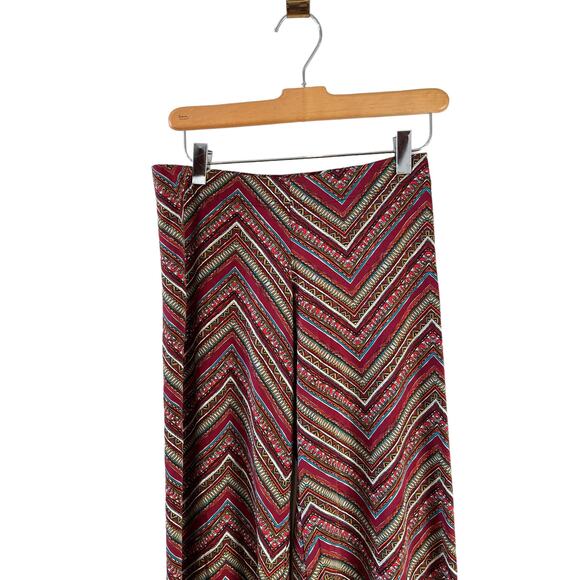 Veronica M Colorful Flared Palazzo Hippie Pants Red Boho Print S - Picture 4 of 5